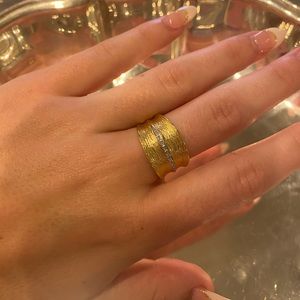 14k Gold & rhinestone vintage ring